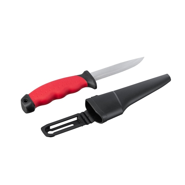 Intertool Fixed Blade Knife, 4 in. Stainless Steel Blade, Sheath HT08-0536 - main